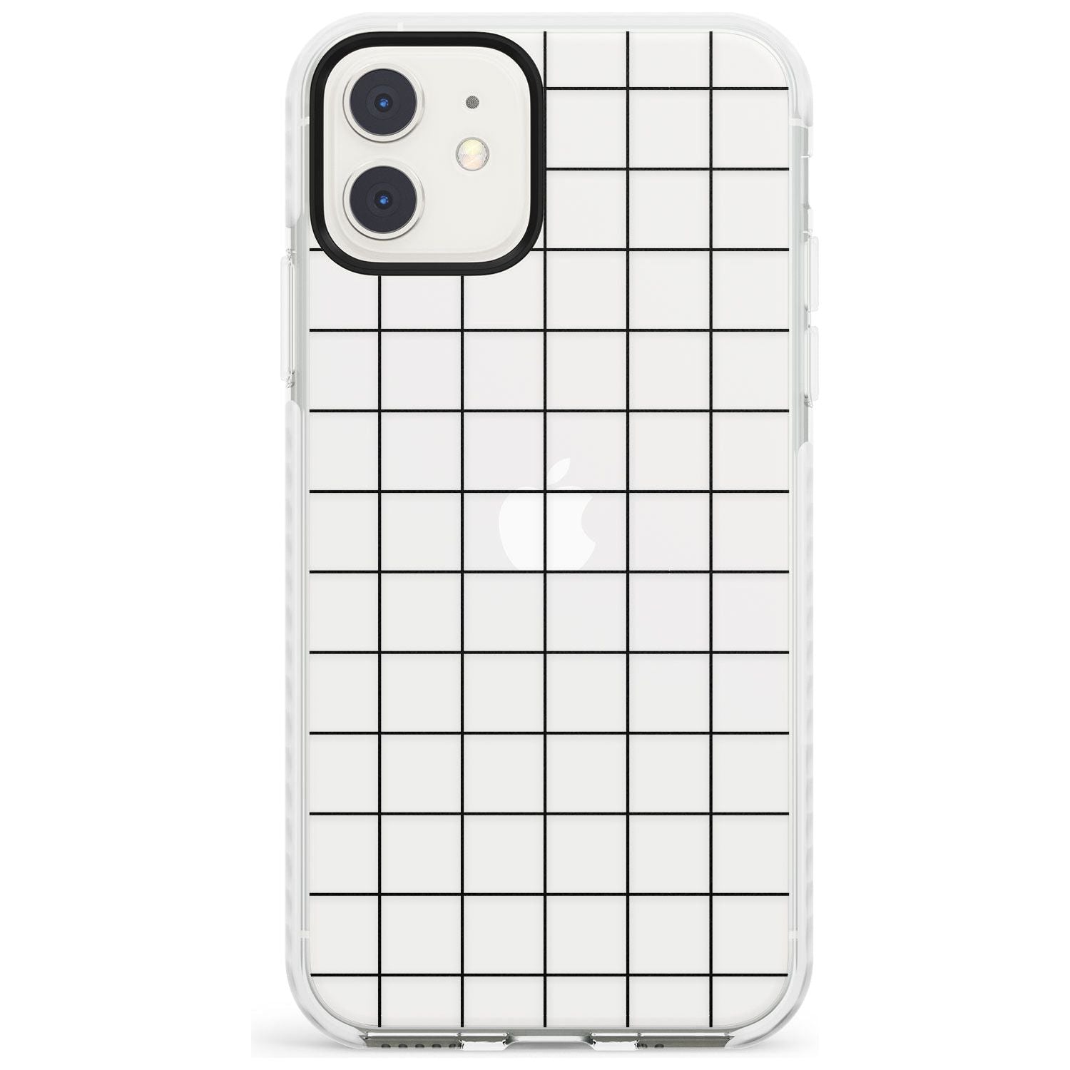 Simplistic Large Grid Pattern Black (Transparent) Impact Phone Case for iPhone 11