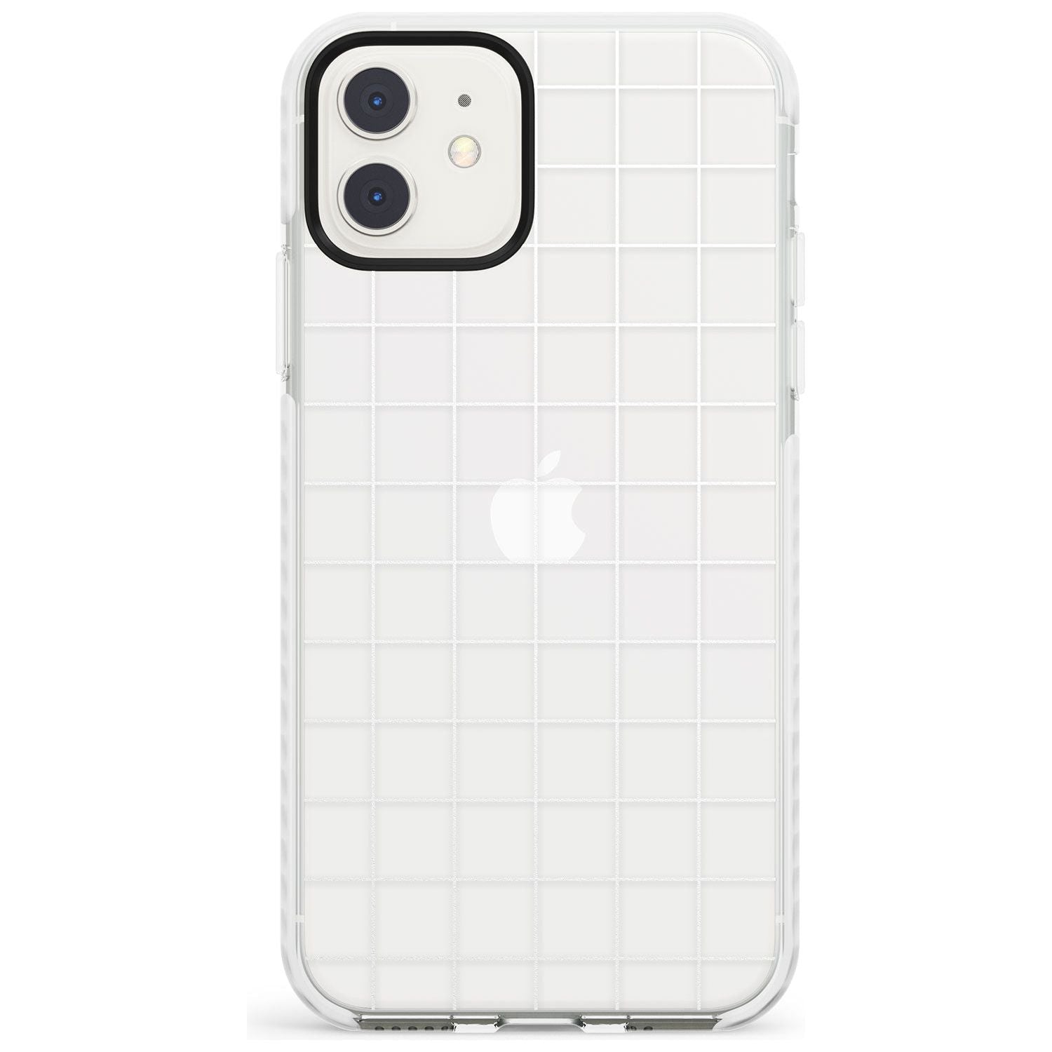 Simplistic Large Grid Pattern White (Transparent) Impact Phone Case for iPhone 11