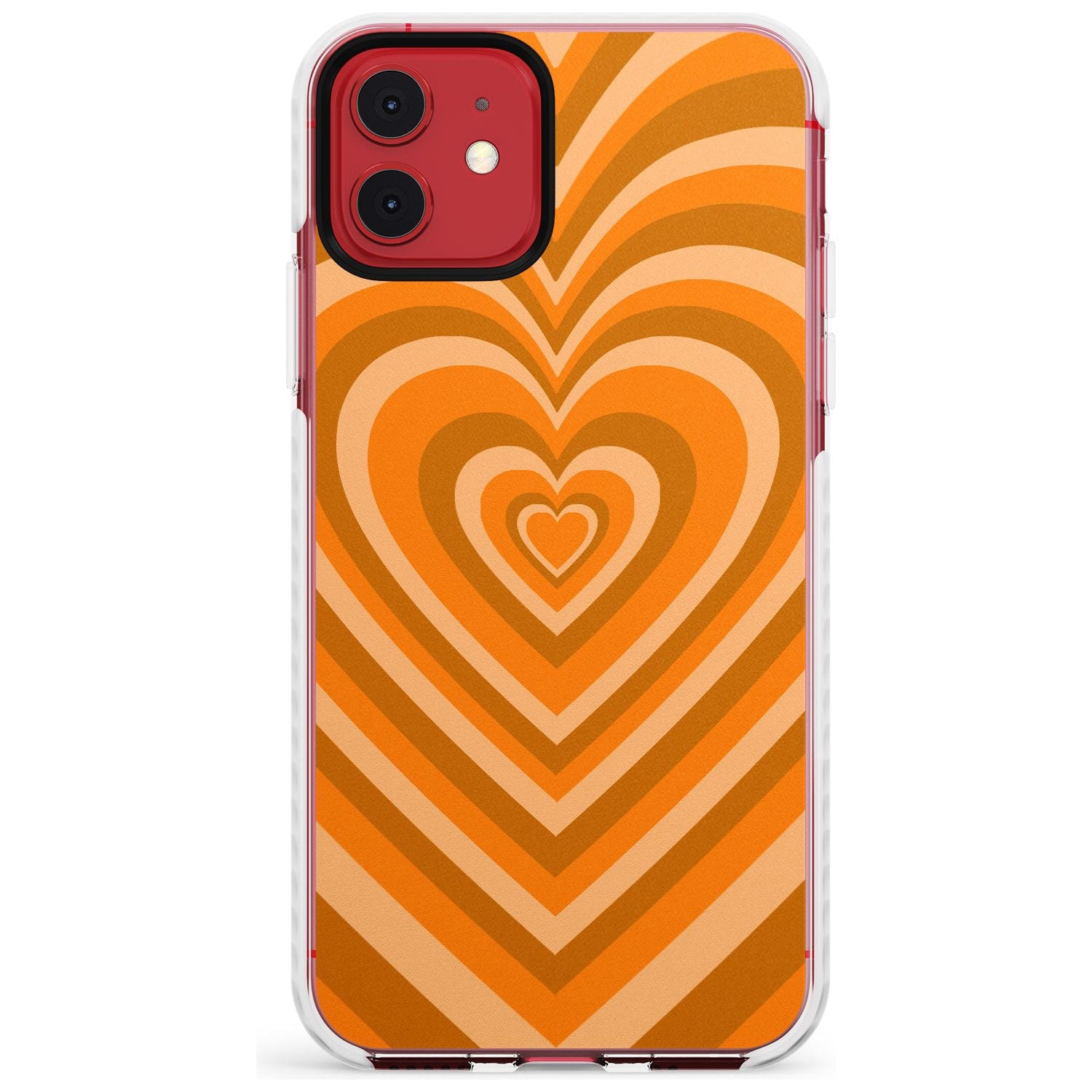 Orange Heart Illusion Impact Phone Case for iPhone 11