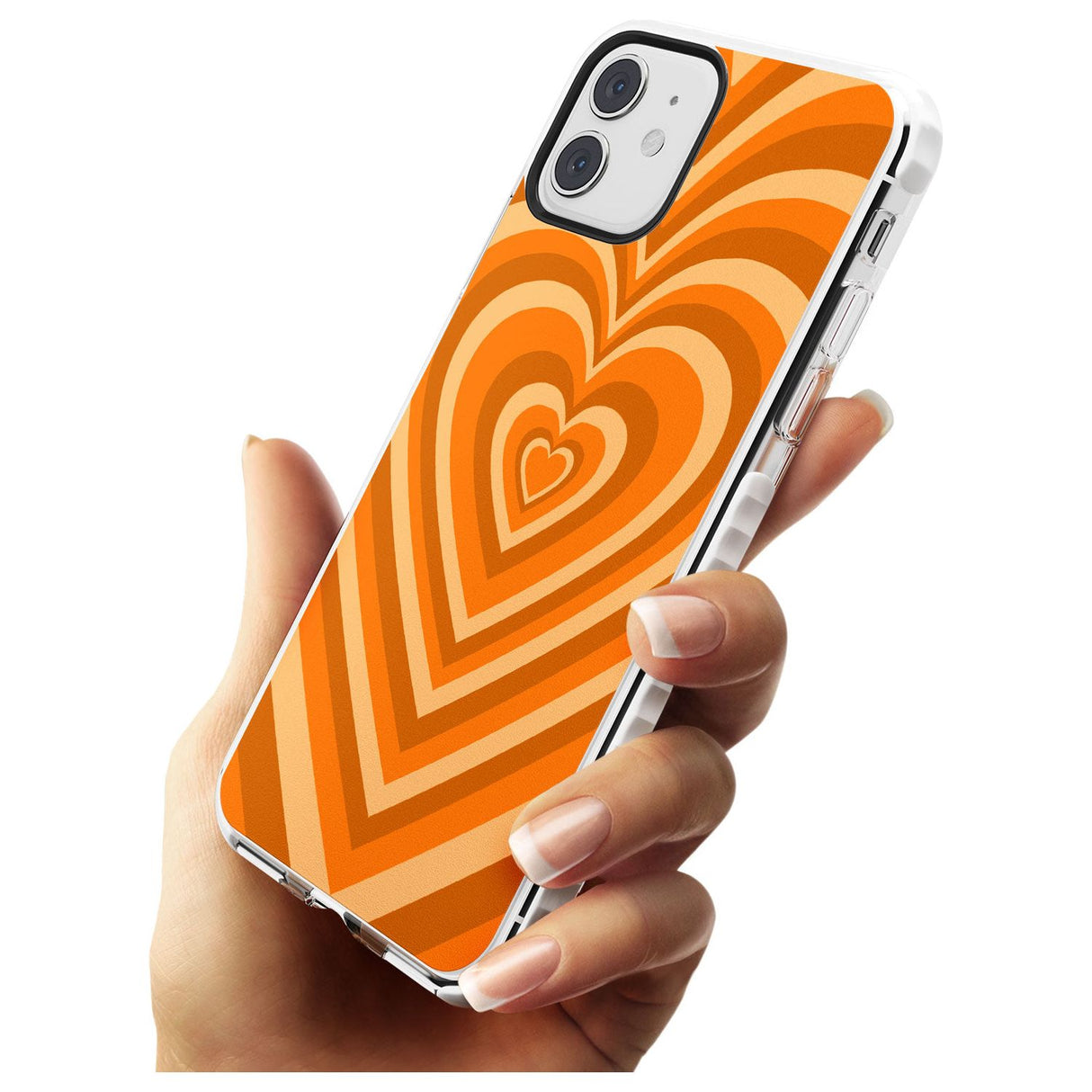 Orange Heart Illusion Impact Phone Case for iPhone 11