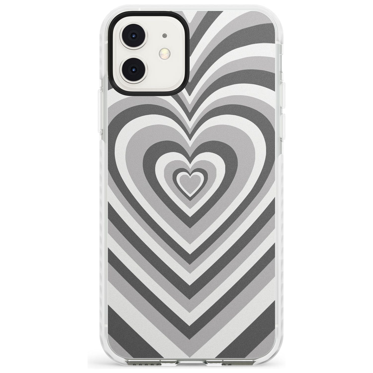 Monochrome Heart Illusion Impact Phone Case for iPhone 11