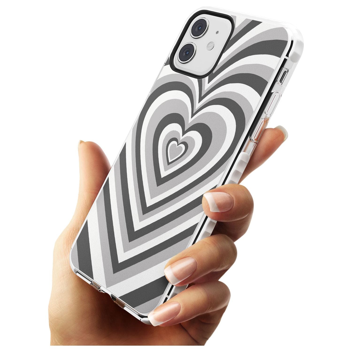 Monochrome Heart Illusion Impact Phone Case for iPhone 11