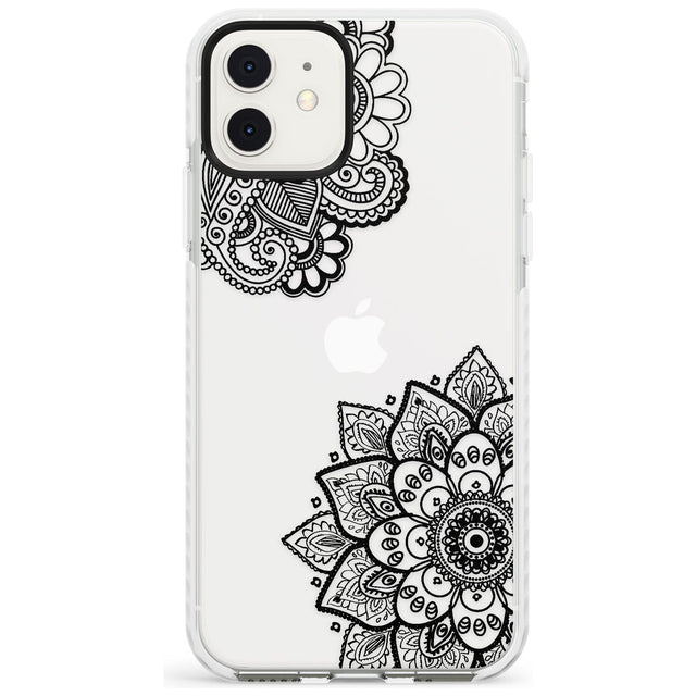 Black Henna Florals Impact Phone Case for iPhone 11