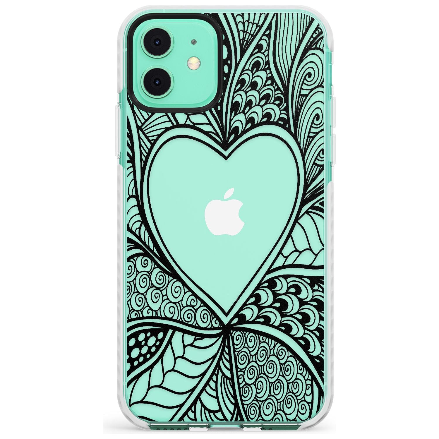 Black Henna Heart Impact Phone Case for iPhone 11