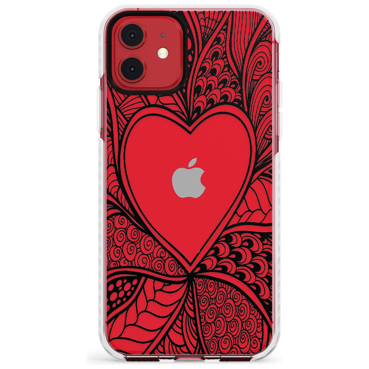 Black Henna Heart Impact Phone Case for iPhone 11