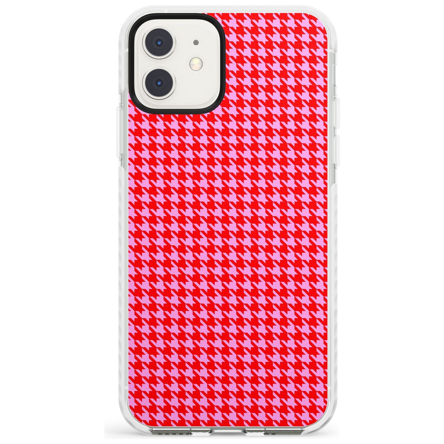Neon Pink & Red Houndstooth Pattern Impact Phone Case for iPhone 11