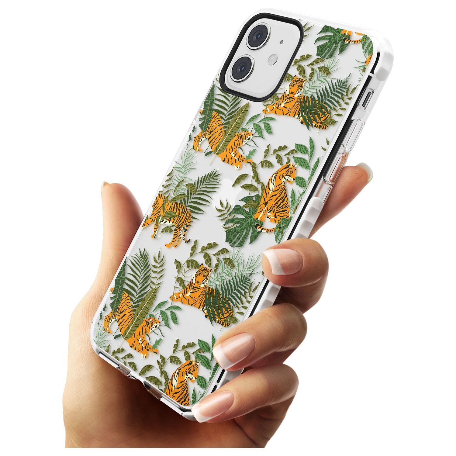 ClearTiger & Fern Jungle Cat Pattern Impact Phone Case for iPhone 11