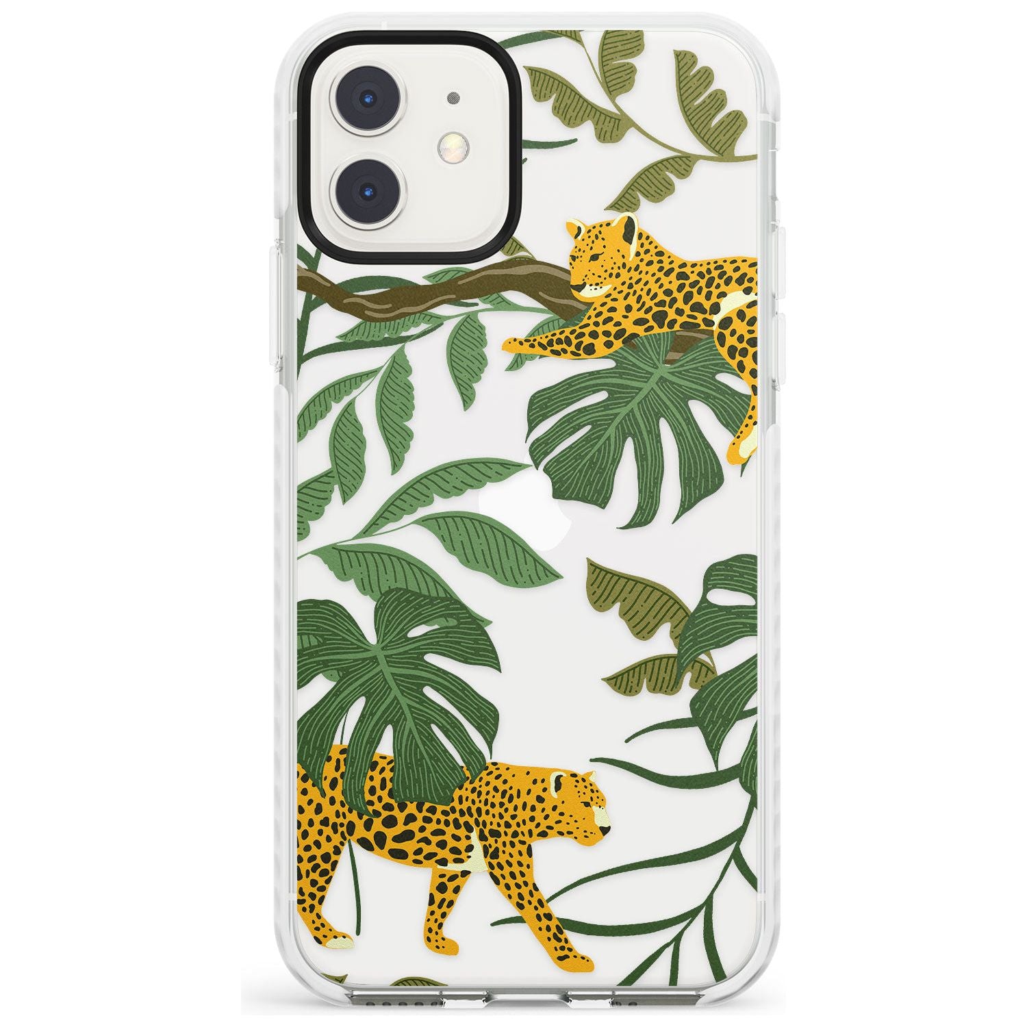 Two Jaguars & Foliage Jungle Cat Pattern Impact Phone Case for iPhone 11