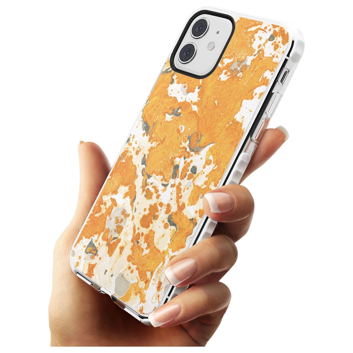 Orange Marbled Paper Pattern Impact Phone Case for iPhone 11