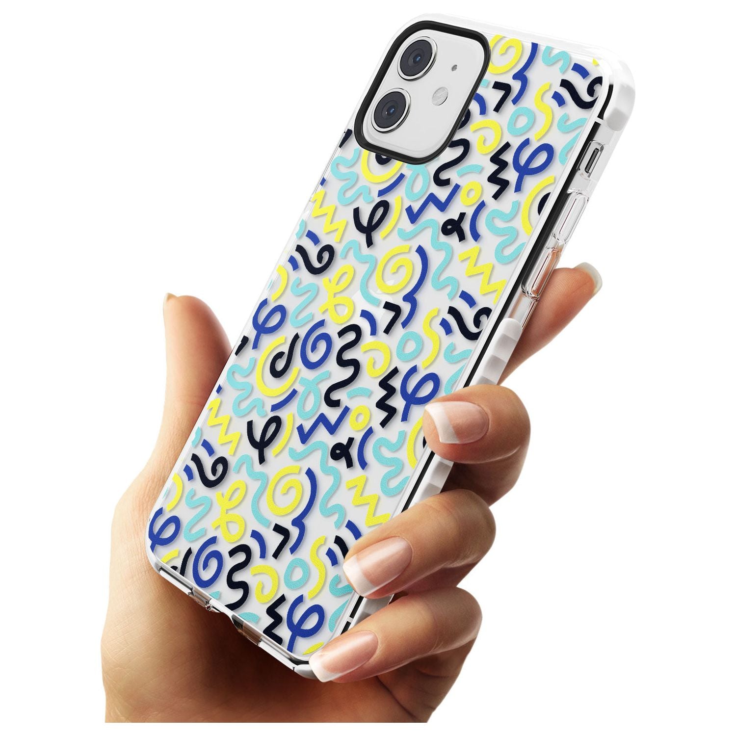 Blue & Yellow Shapes Memphis Retro Pattern Design Impact Phone Case for iPhone 11