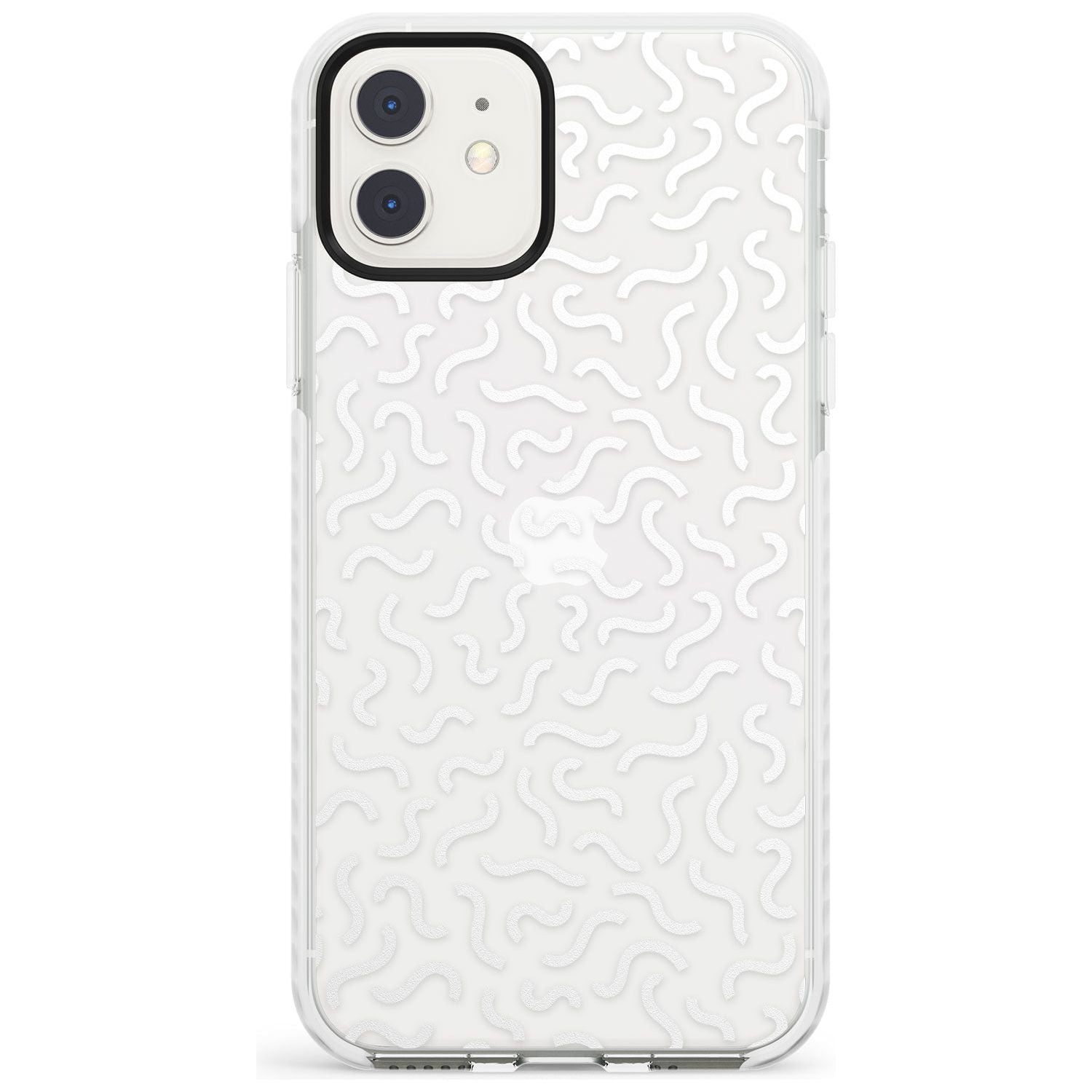 White Wavy Squiggles Memphis Retro Pattern Design Impact Phone Case for iPhone 11
