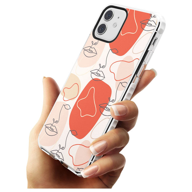 Minimal Line Art Stylish Abstract Faces Impact Phone Case for iPhone 11