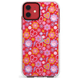 Peace, Love and Flowers Pattern Impact Phone Case for iPhone 11