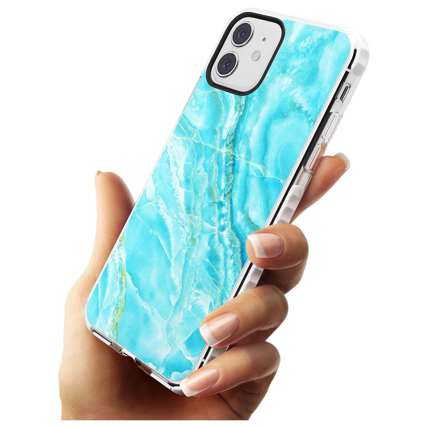 Bright Blue Onyx Marble Texture Slim TPU Phone Case for iPhone 11