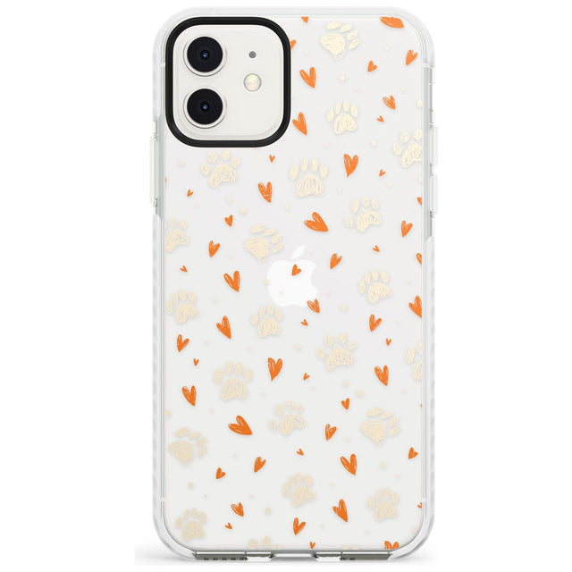 Paws & Hearts Pattern (Clear) Slim TPU Phone Case for iPhone 11