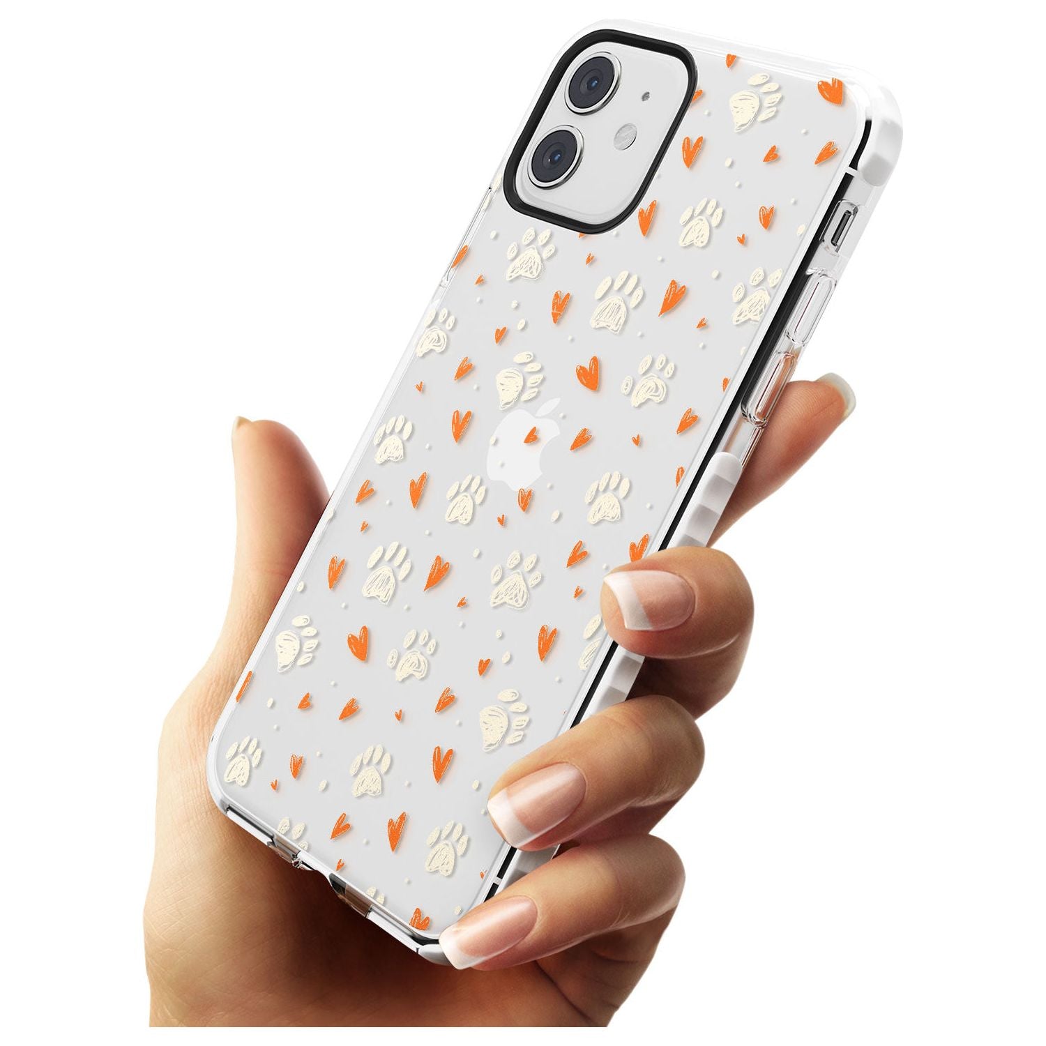Paws & Hearts Pattern (Clear) Slim TPU Phone Case for iPhone 11