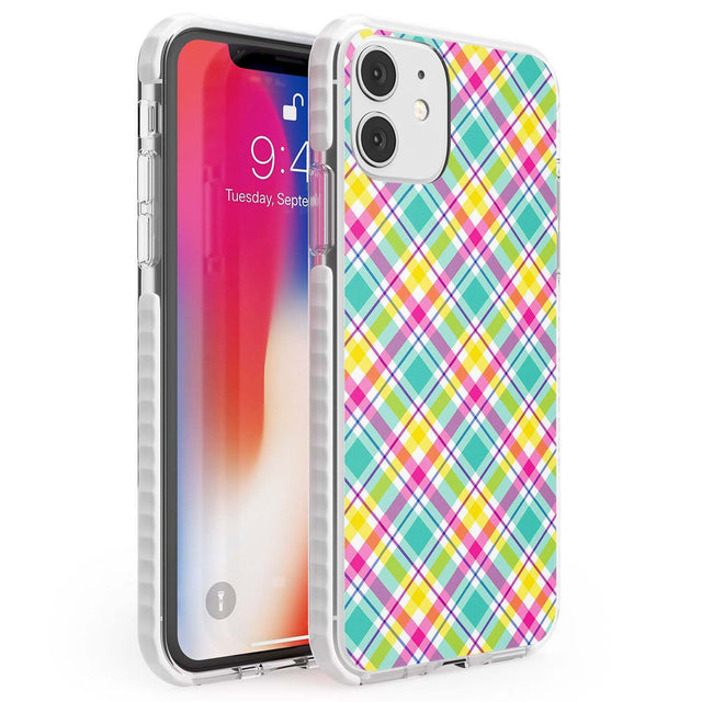 Crosshatch Plaid Phone Case iPhone 11 / Impact Case,iPhone 12 / Impact Case,iPhone 12 Mini / Impact Case Blanc Space