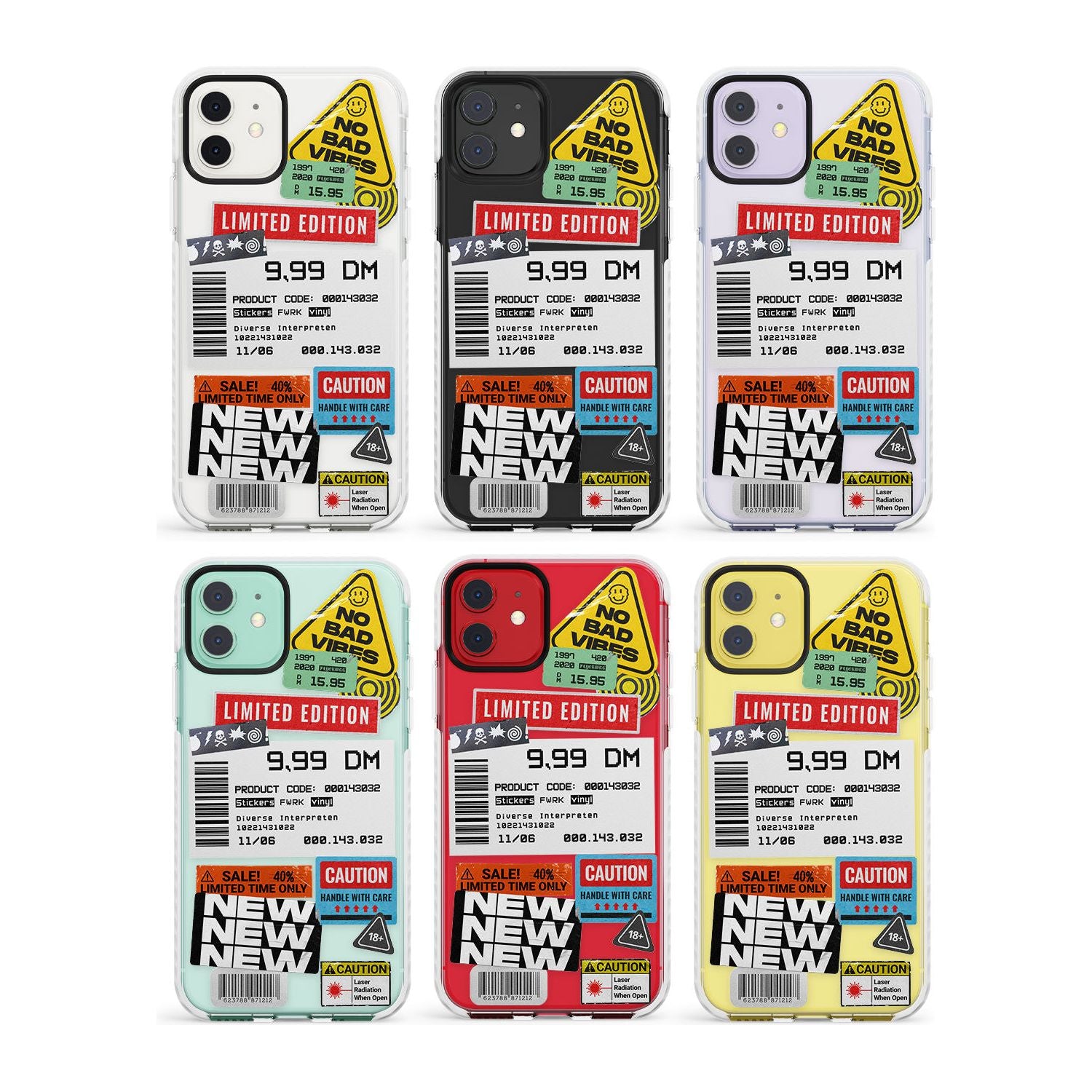 Barcode Sticker Mix Impact Phone Case for iPhone 11, iphone 12