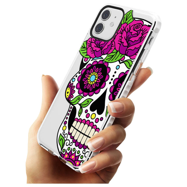 Purple Floral Sugar Skull Impact Phone Case for iPhone 11