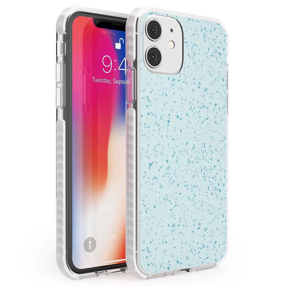 Light Blue Terrazzo Pattern Phone Case iPhone 11 / Impact Case,iPhone 12 / Impact Case,iPhone 12 Mini / Impact Case Blanc Space