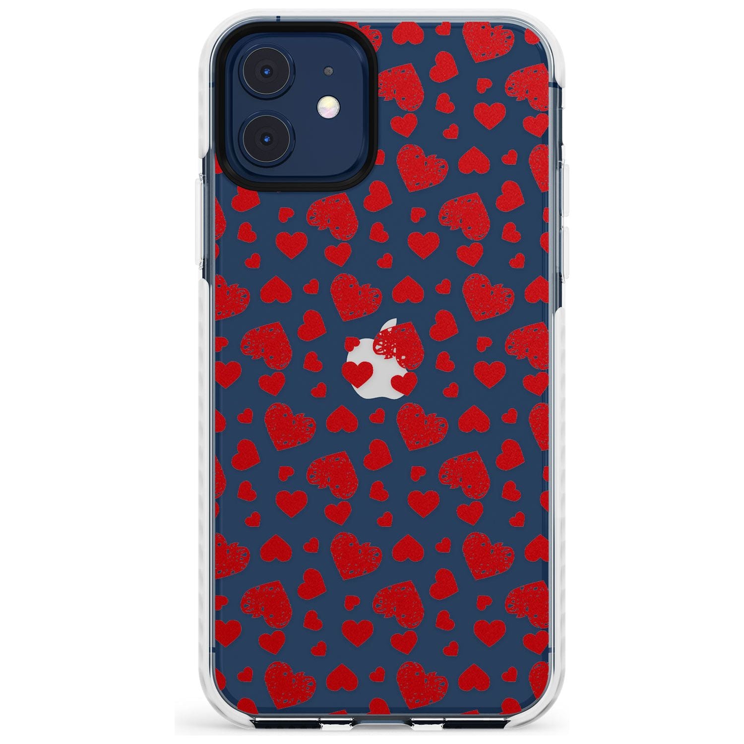 Sketched Heart Pattern Slim TPU Phone Case for iPhone 11