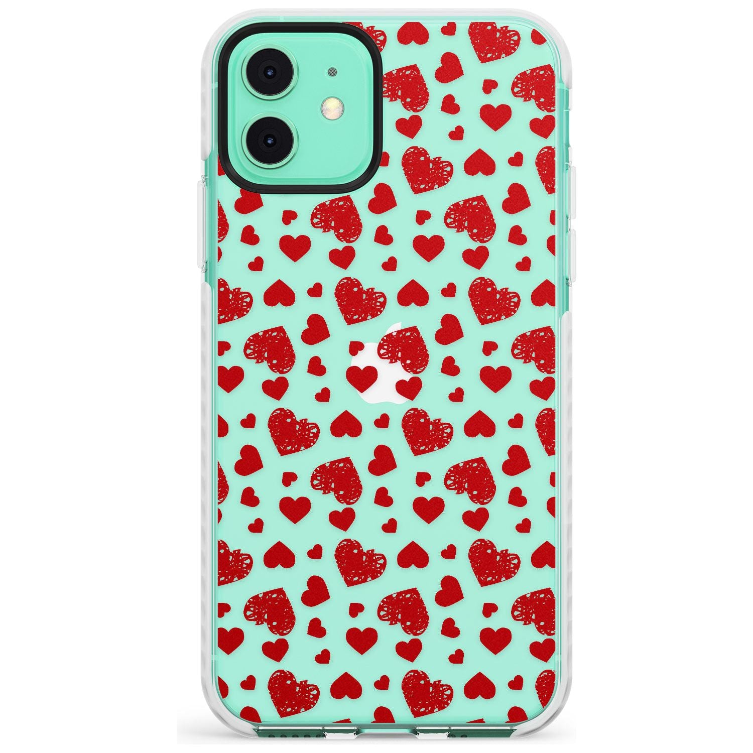Sketched Heart Pattern Slim TPU Phone Case for iPhone 11