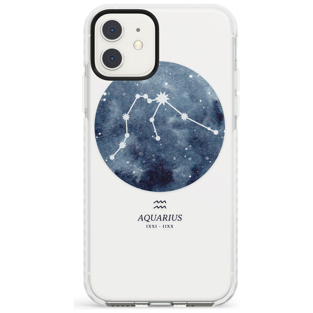 Aquarius Zodiac Transparent Design - Blue Impact Phone Case for iPhone 11