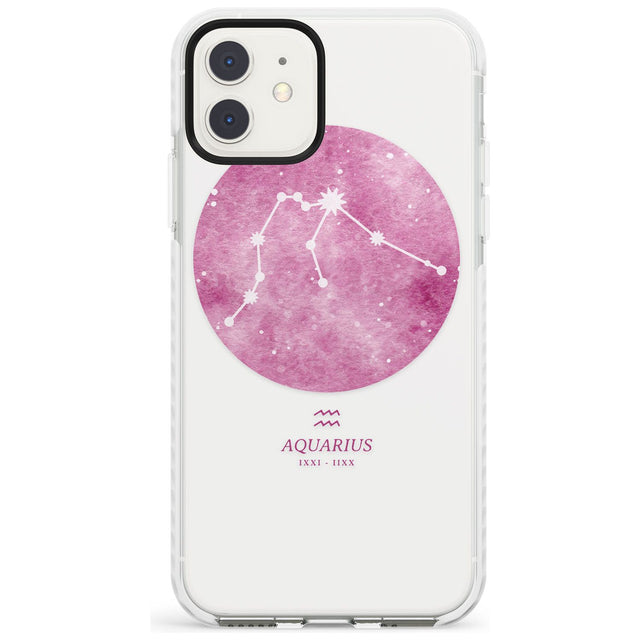 Aquarius Zodiac Transparent Design - Pink Impact Phone Case for iPhone 11