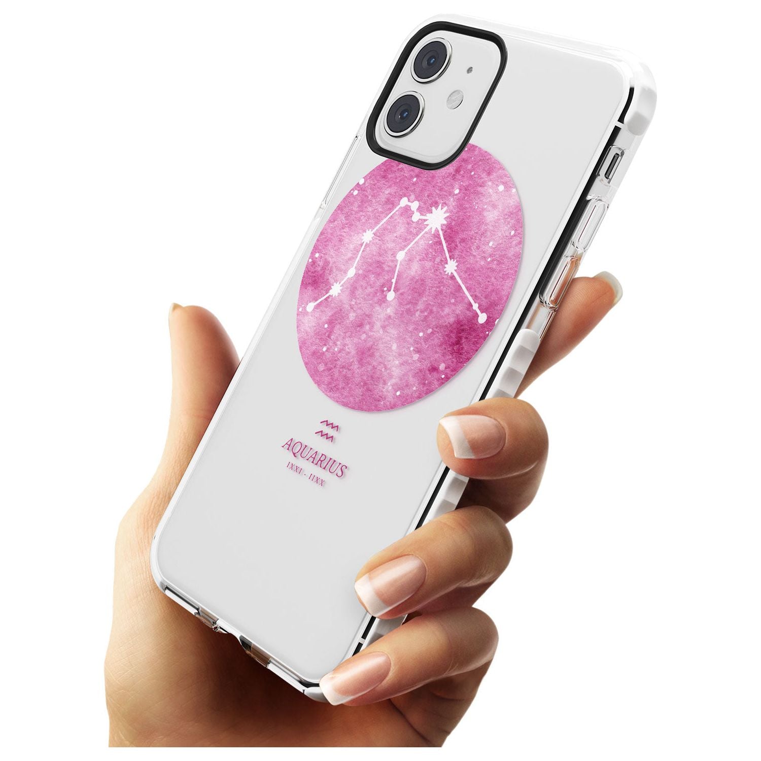 Aquarius Zodiac Transparent Design - Pink Impact Phone Case for iPhone 11