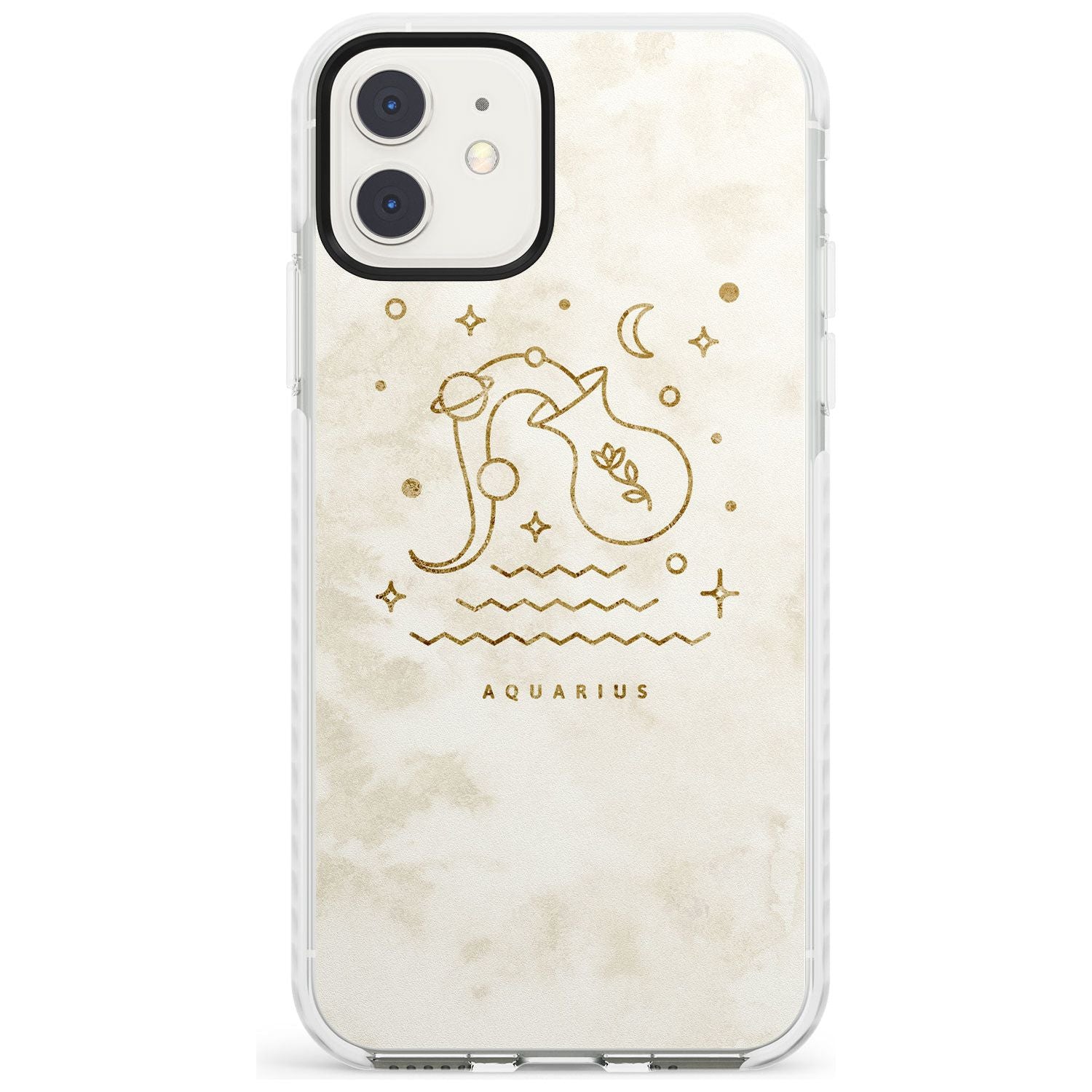 Aquarius Emblem - Solid Gold Marbled Design Impact Phone Case for iPhone 11
