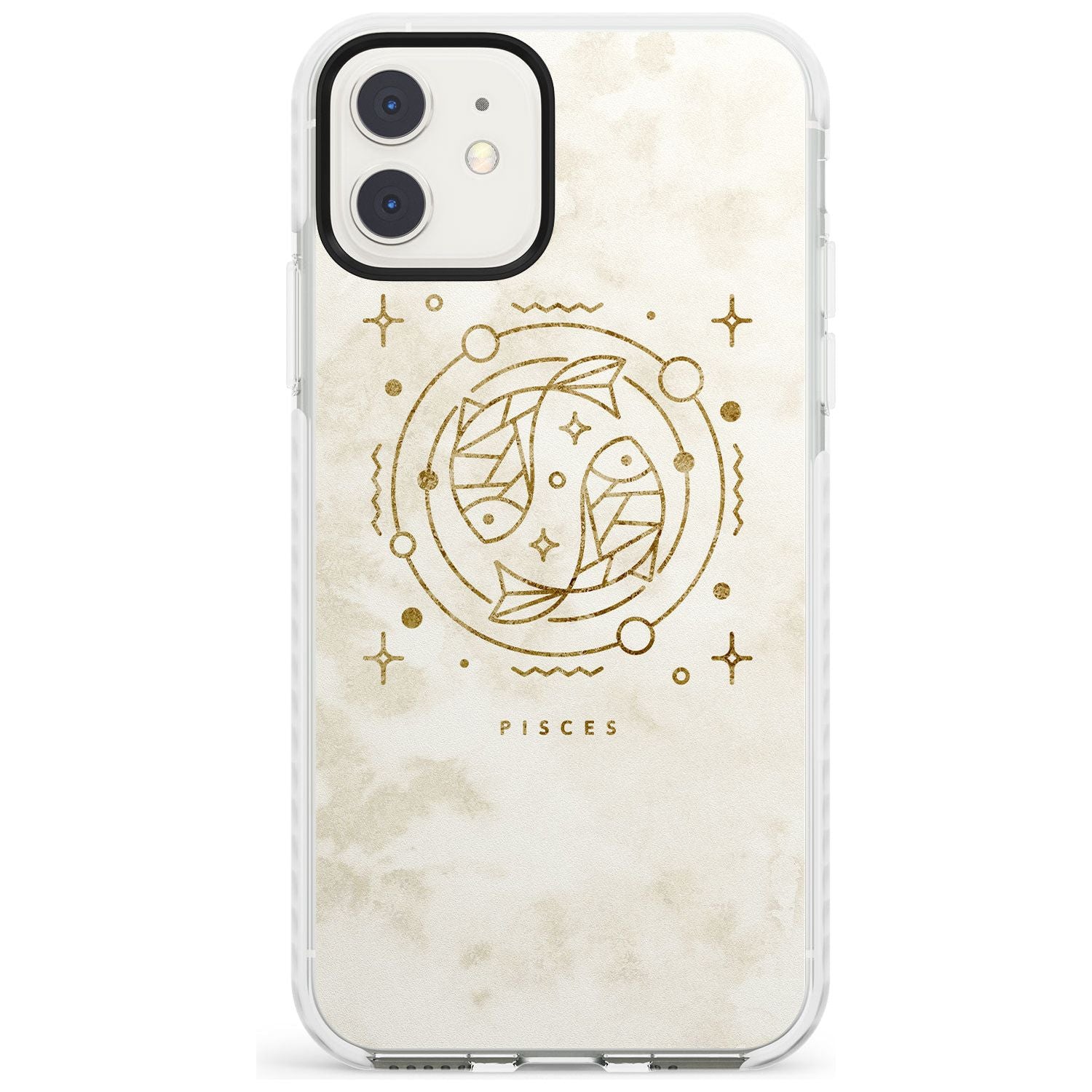 Pisces Emblem - Solid Gold Marbled Design Impact Phone Case for iPhone 11