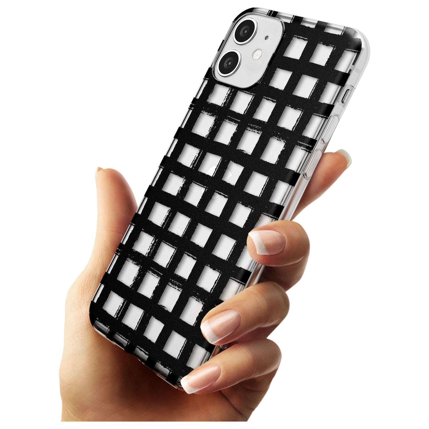 Messy Black Grid - Clear Black Impact Phone Case for iPhone 11