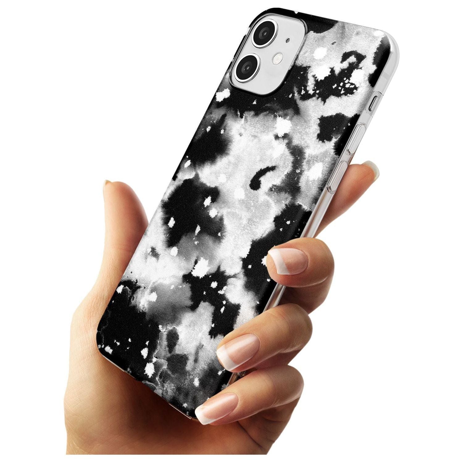 Black & White Acid Wash Tie-Dye Pattern Slim TPU Phone Case for iPhone 11