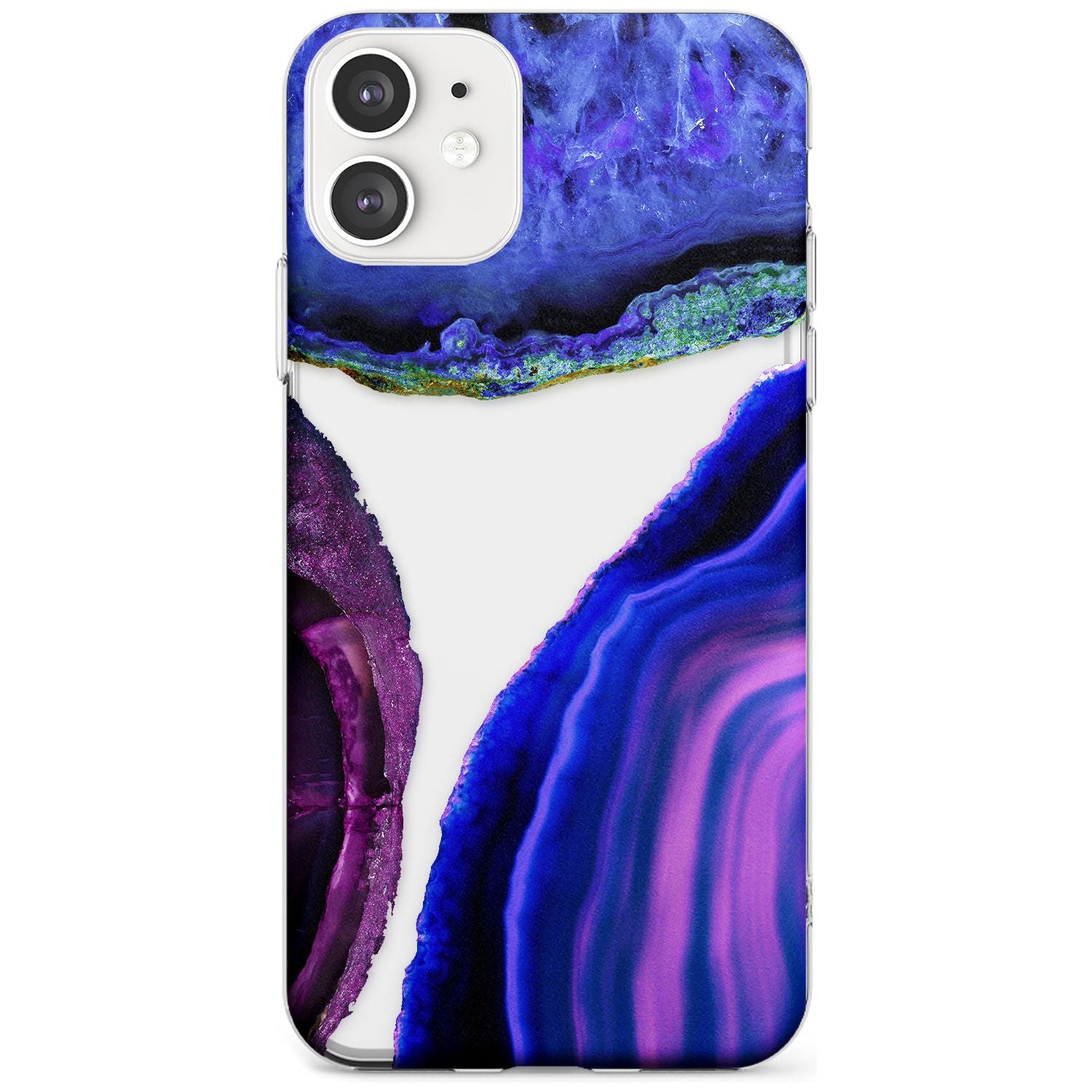 Purple & Blue Agate Gemstone Clear Design Slim TPU Phone Case for iPhone 11