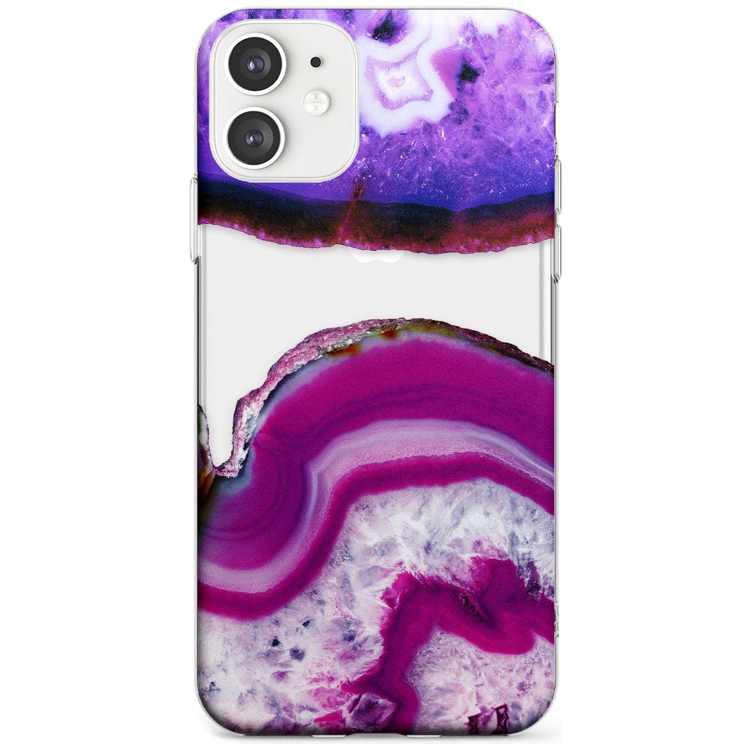 Purple & White Gemstone Crystal Clear Design Slim TPU Phone Case for iPhone 11