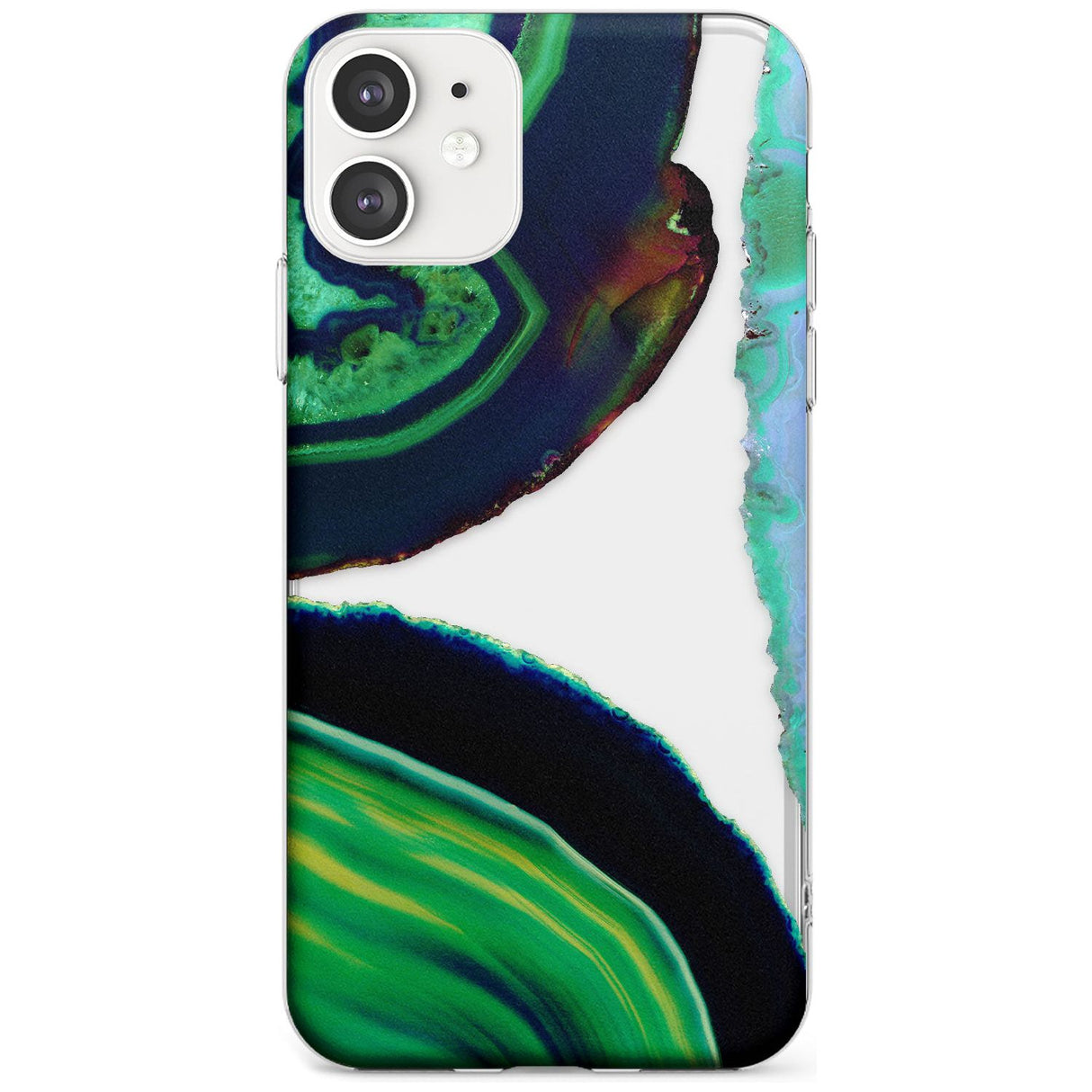 Green & Navy Gemstone Crystal Clear Design Slim TPU Phone Case for iPhone 11