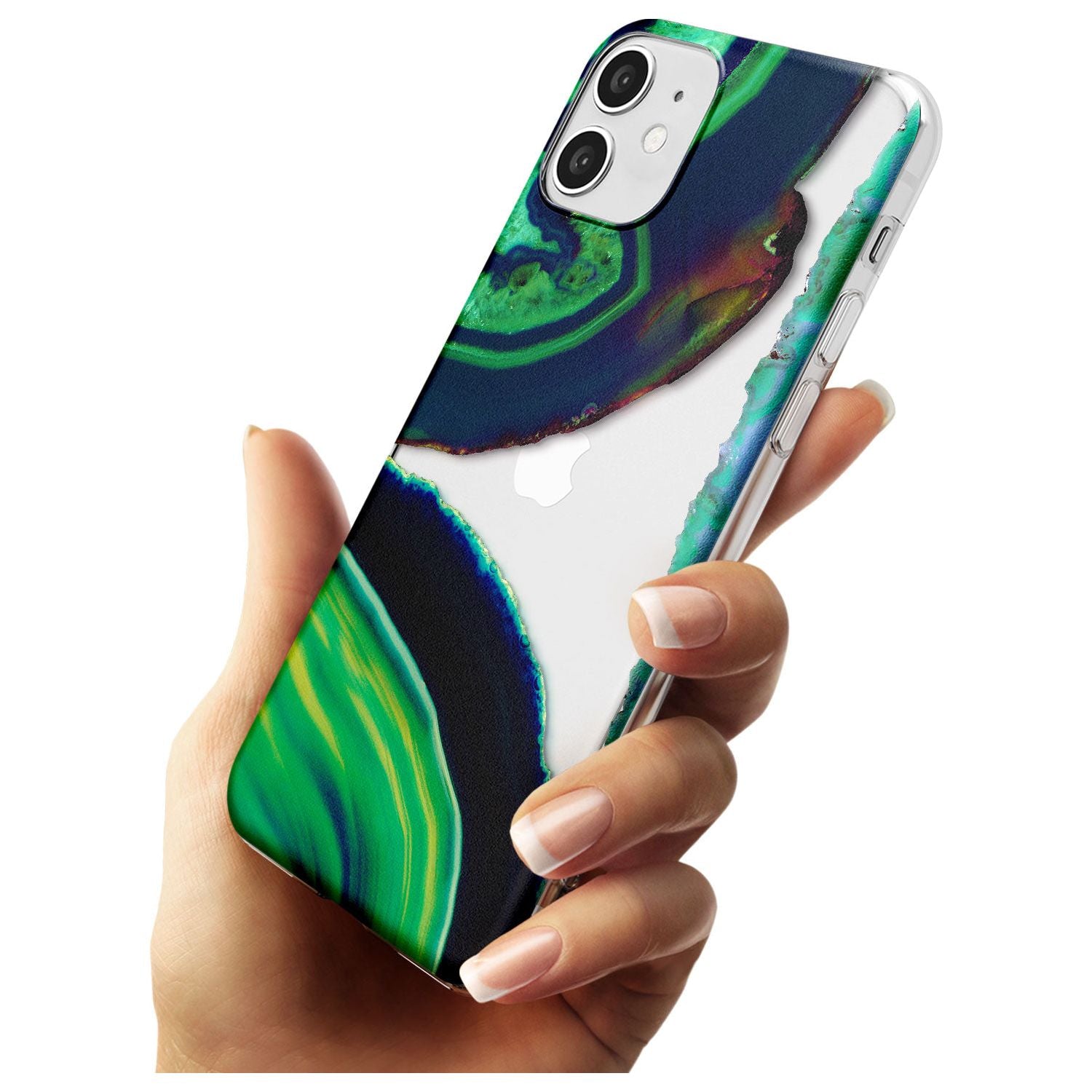 Green & Navy Gemstone Crystal Clear Design Slim TPU Phone Case for iPhone 11