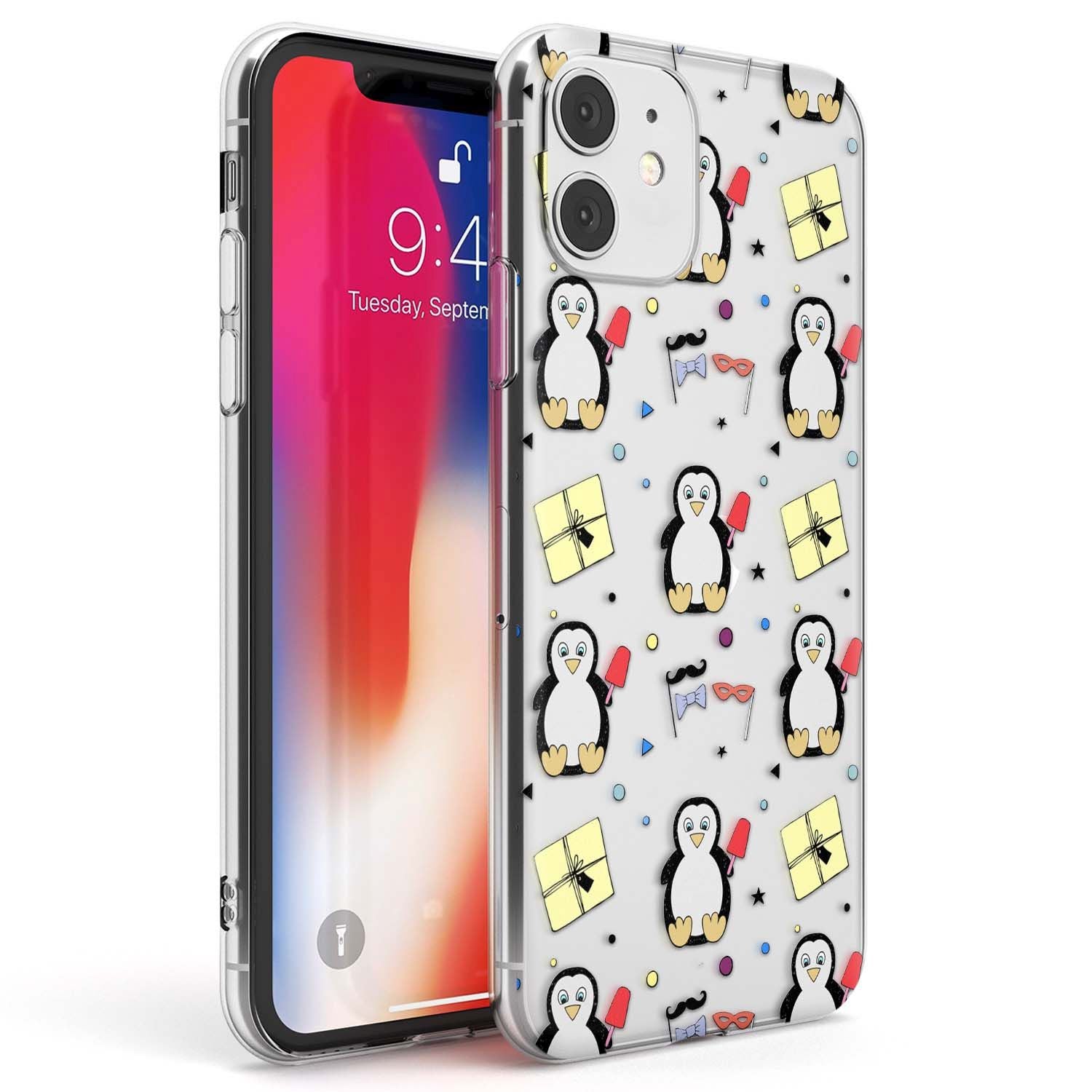 Cute Penguin Pattern Clear Phone Case iPhone 11 / Clear Case,iPhone 12 / Clear Case,iPhone 12 Mini / Clear Case Blanc Space