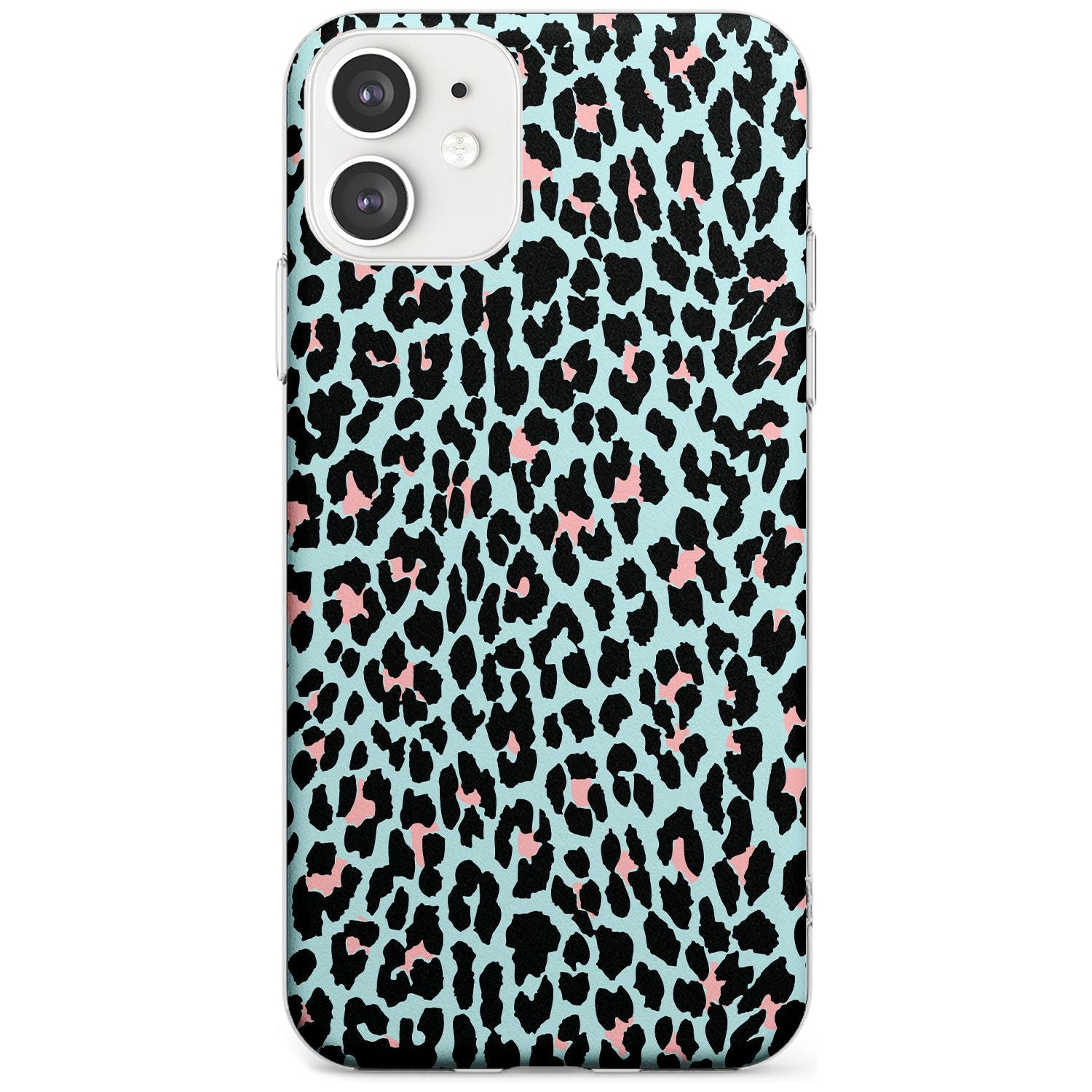 Light Pink on Blue Leopard Print Pattern Slim TPU Phone Case for iPhone 11