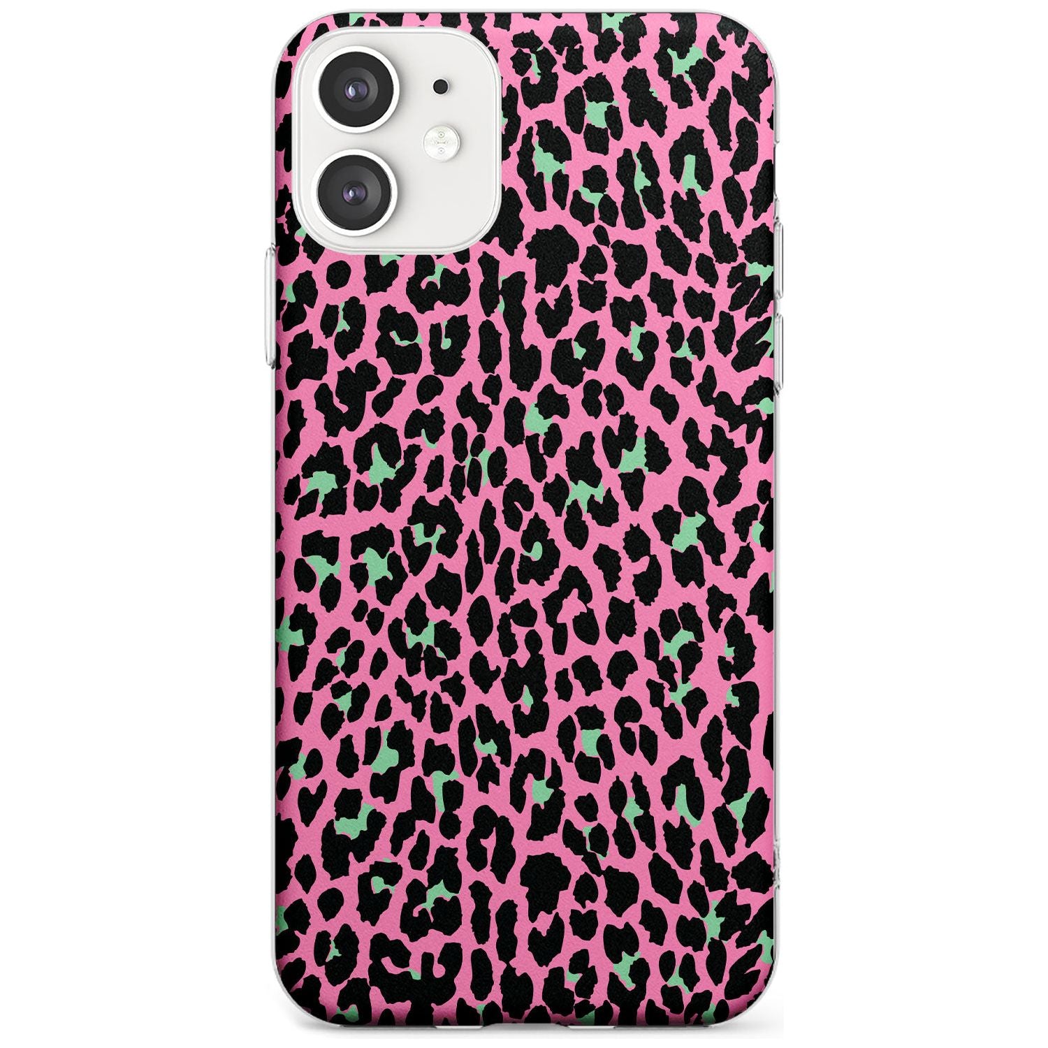 Green on Pink Leopard Print Pattern Slim TPU Phone Case for iPhone 11