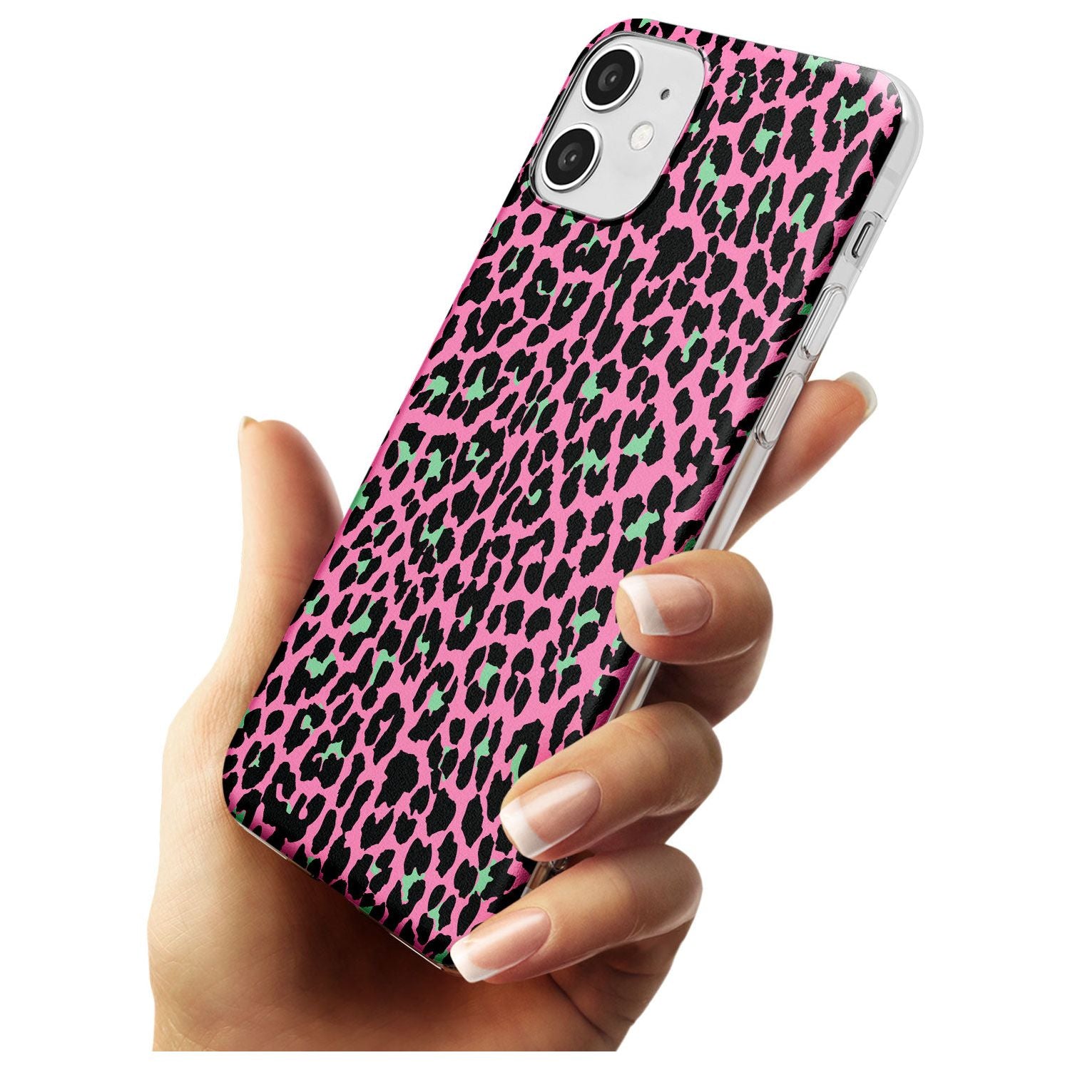 Green on Pink Leopard Print Pattern Slim TPU Phone Case for iPhone 11