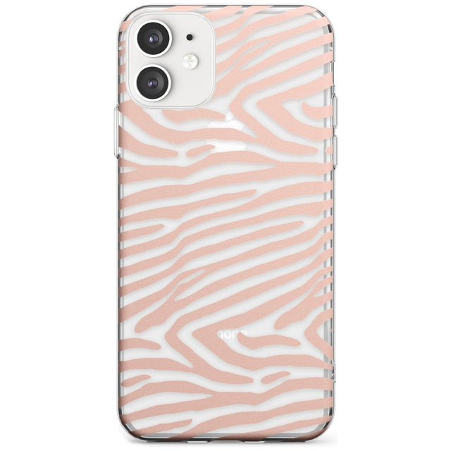Horizontal Zebra Stripes Transparent Animal Print Phone Case iPhone 11 / Clear Case,iPhone 12 / Clear Case,iPhone 12 Mini / Clear Case Blanc Space