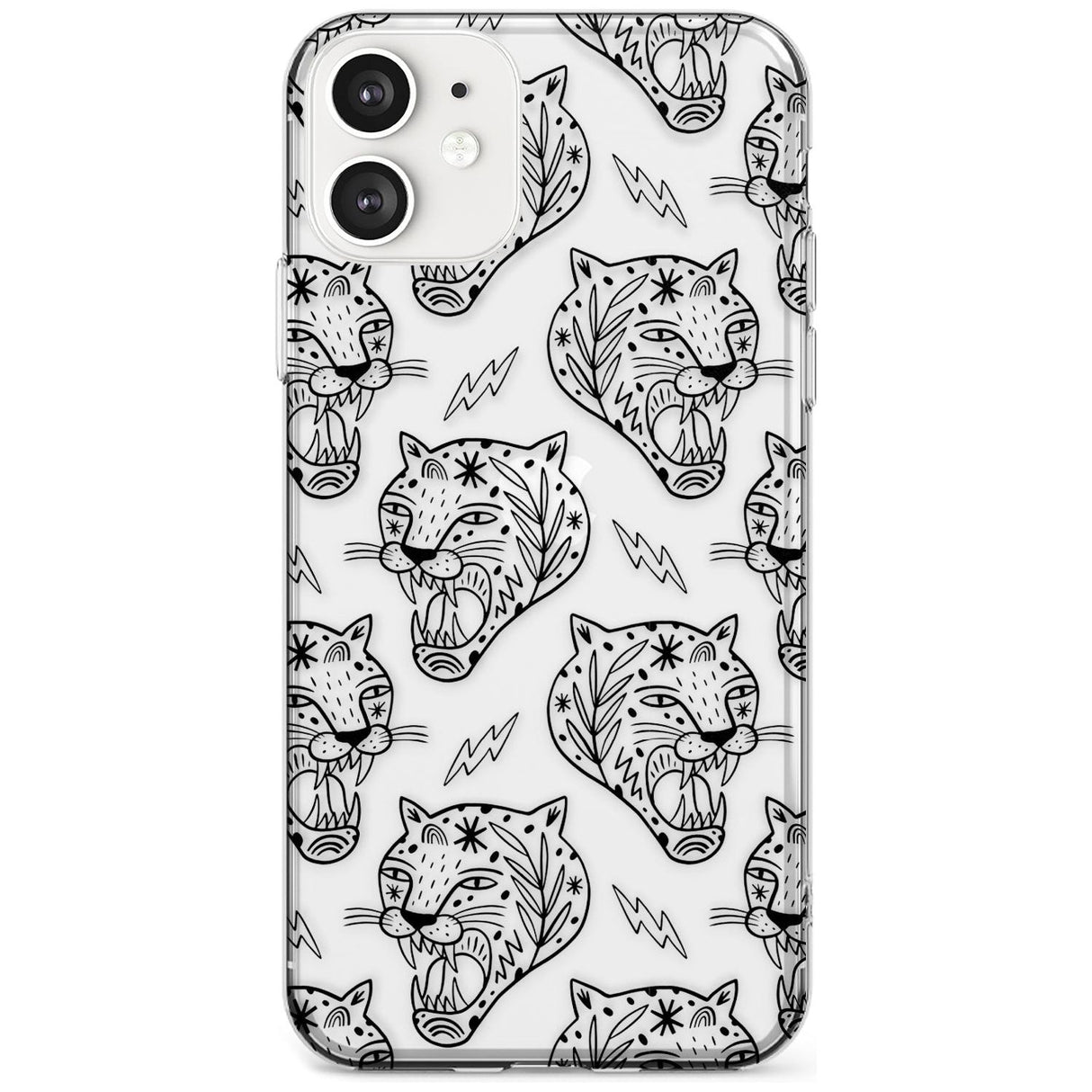 Black Tiger Roar Pattern Slim TPU Phone Case for iPhone 11