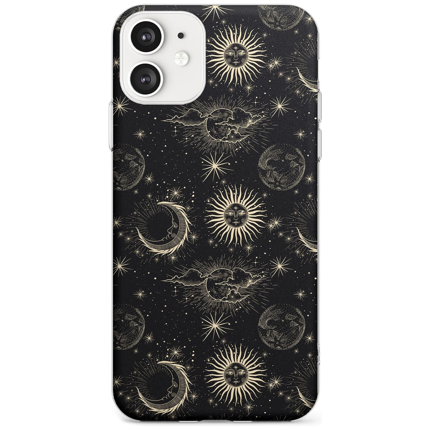 Large Suns, Moons & Clouds Black Impact Phone Case for iPhone 11