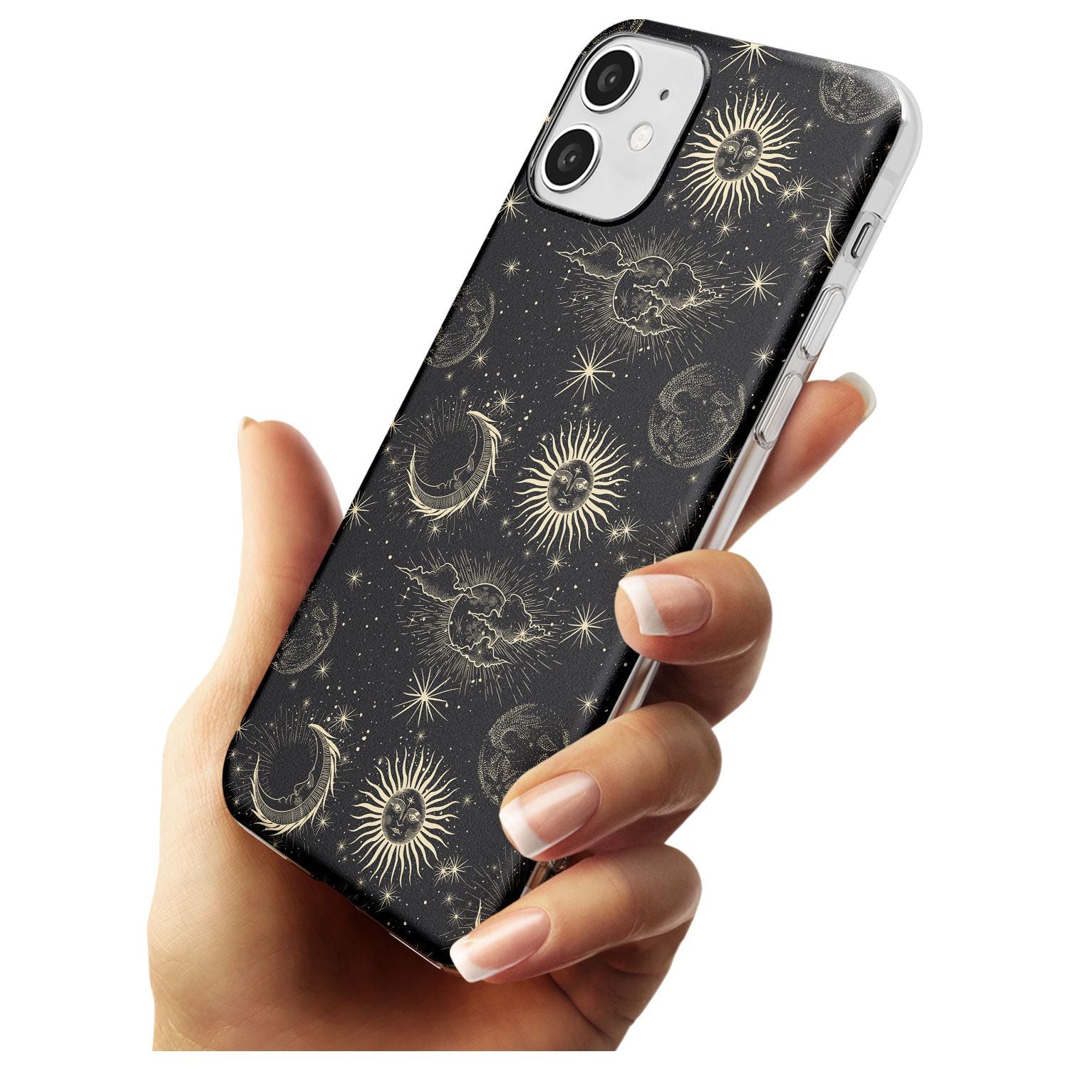 Large Suns, Moons & Clouds Black Impact Phone Case for iPhone 11