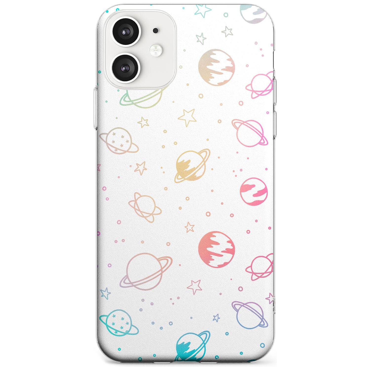 Outer Space Outlines: Pastels on White Black Impact Phone Case for iPhone 11