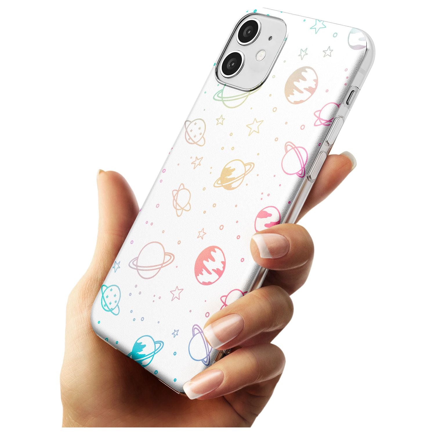 Outer Space Outlines: Pastels on White Black Impact Phone Case for iPhone 11