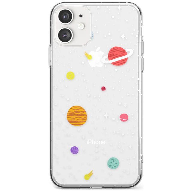 Cute Cartoon Planets (Clear) Slim TPU Phone Case for iPhone 11