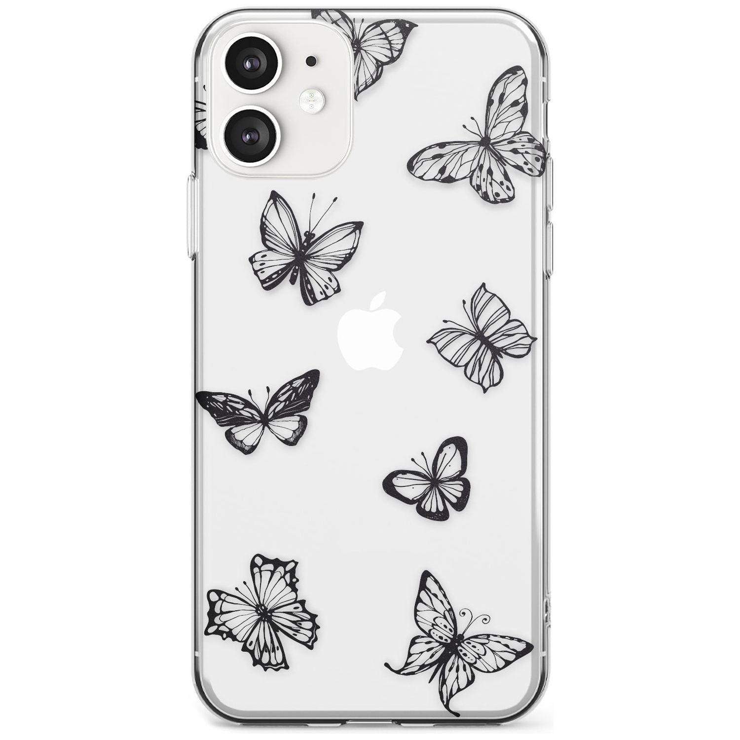 Grey Butterfly Line Pattern Slim TPU Phone Case for iPhone 11