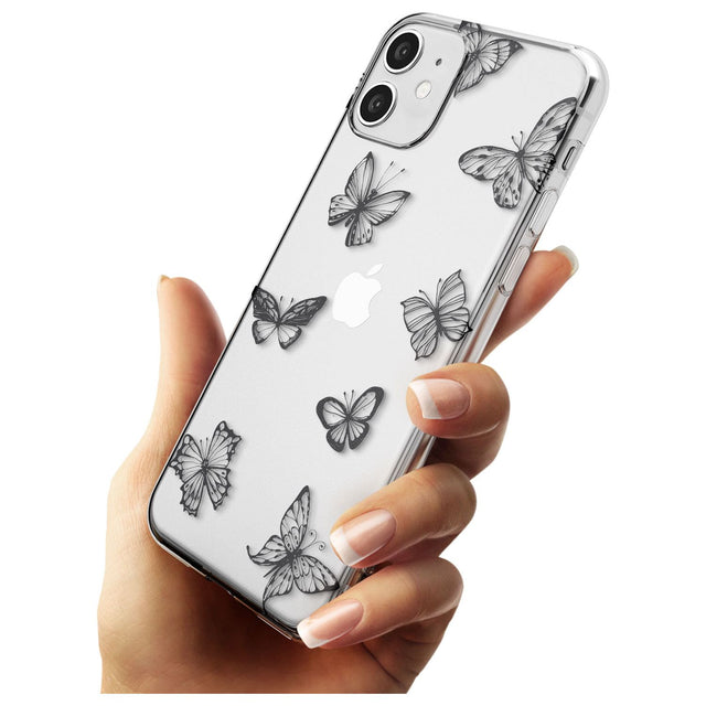 Grey Butterfly Line Pattern Slim TPU Phone Case for iPhone 11